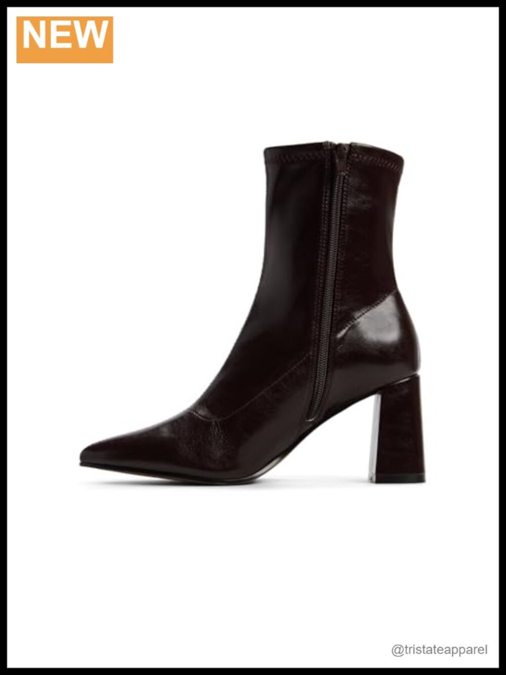Women's Ankle Booties Pointed Toe Zip Closure 3 Inch Block Heel Synthetic